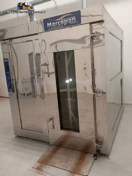 Double trolley rotary oven in stainless steel, Marcepan, pellet heating.