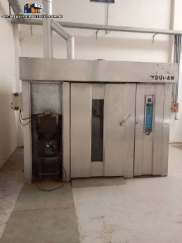 Indupan double trolley rotary oven with pellet heating.